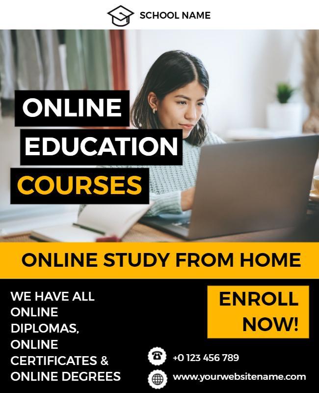 Online Education Courses Enrollment Flyer Template