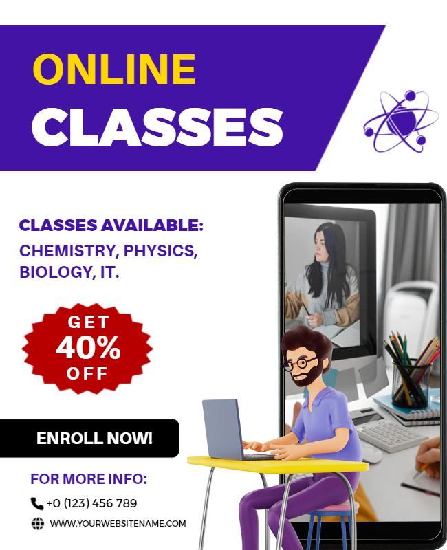 Online Educational Courses Enrollment Flyer Template