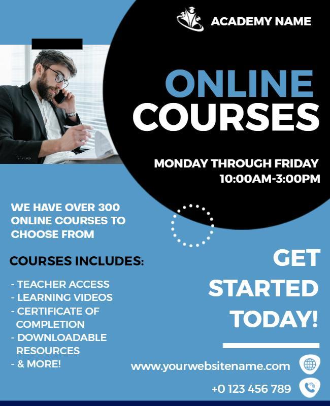 Dynamic Blue Online Courses Educational Flyer Template