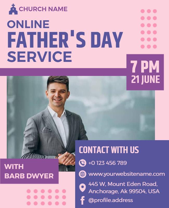 Online Fathers Day Church Service Flyer Template