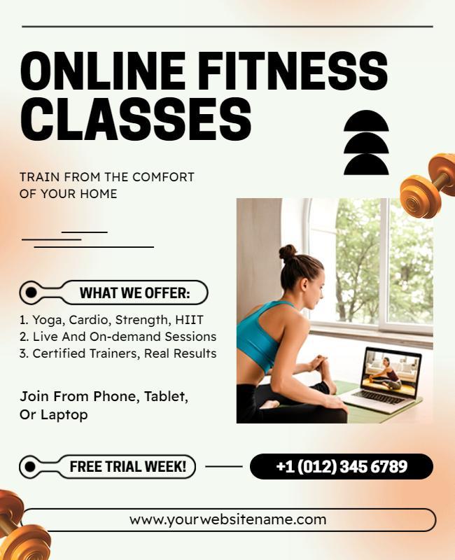 Online Fitness Classes Free Trial Flyer Template