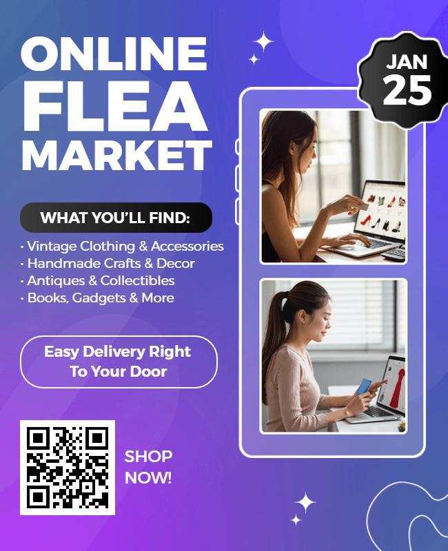 Online Flea Market Shopping Flyer Template