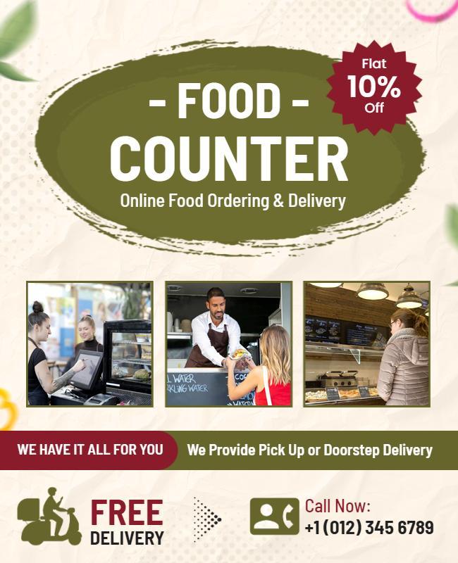 Online Food Ordering and Delivery Service Flyer Template