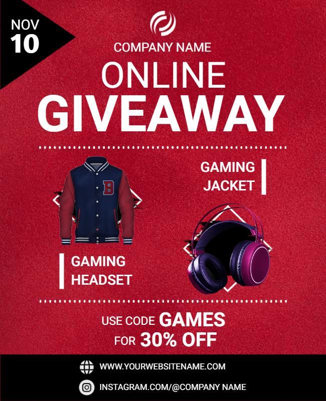 Online Gaming Giveaway Promotion Flyer Template