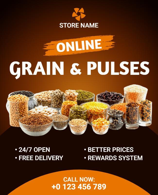 Online Grain and Pules Grocery Flyer Template