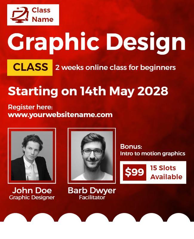 Online Graphic Design Class Flyer Template