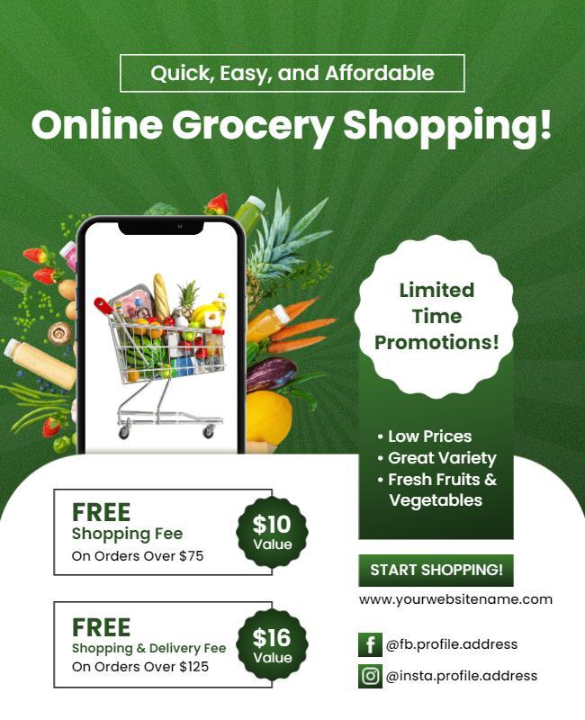 Online Grocery Shopping Promotional Flyer Template