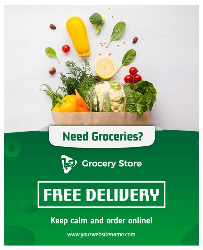 Online Grocery Store Free Delivery Flyer Template