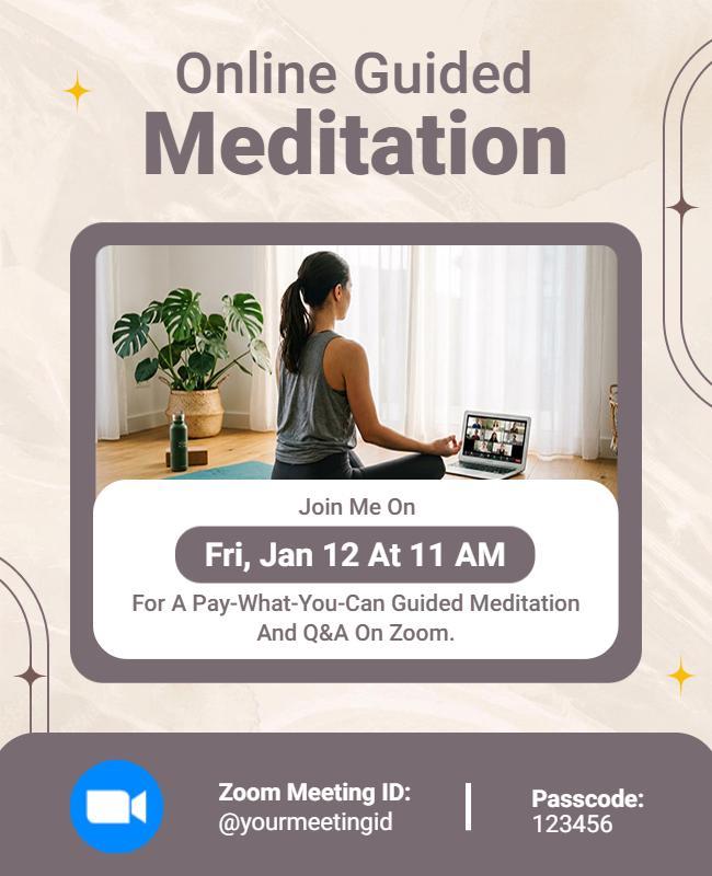 Online Guided Meditation Session Flyer Template
