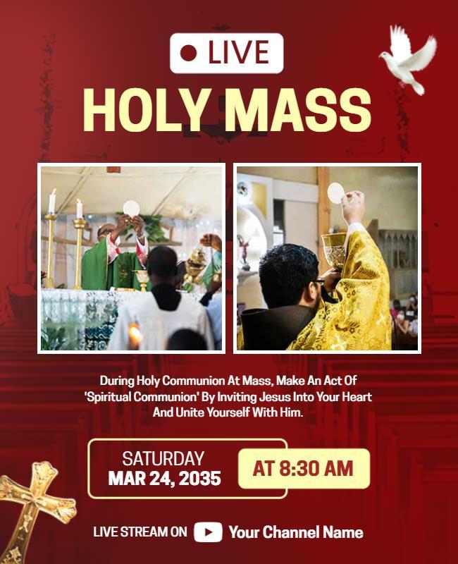 Online Holy Mass Livestream Event Flyer Template