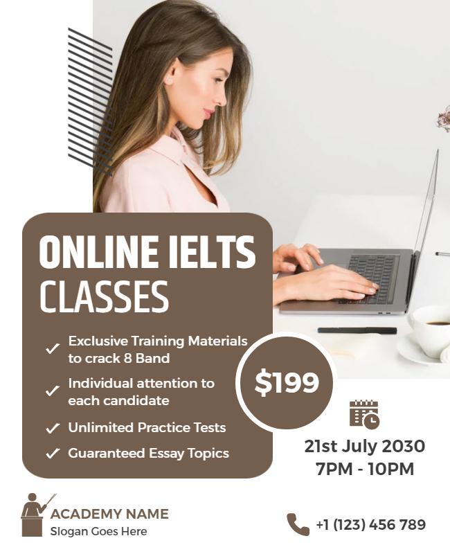 Online Ielts Preparation Course Flyer Template