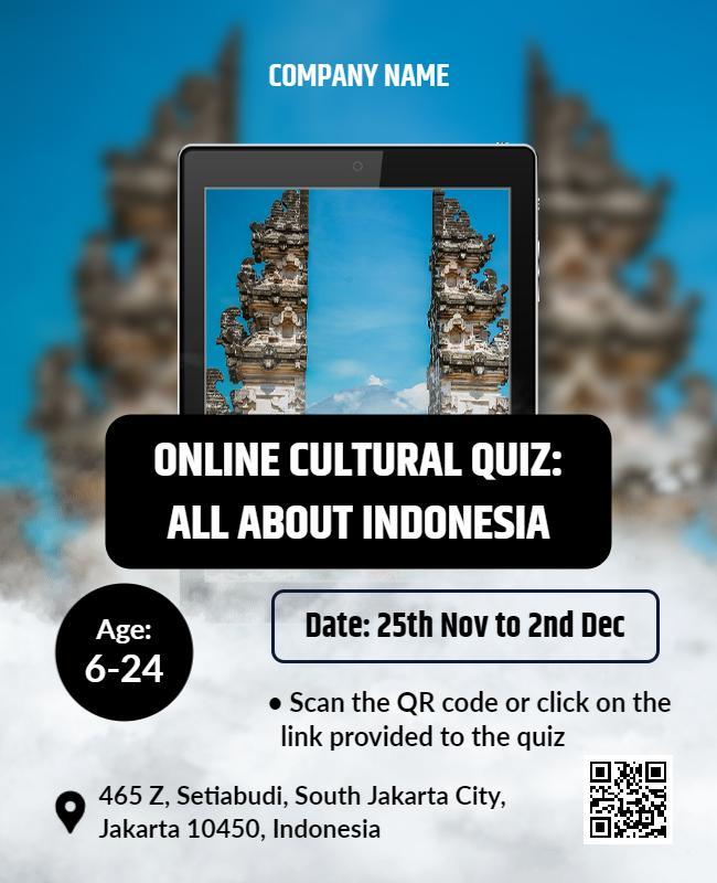 Online Indonesian Cultural Quiz Event Flyer Template