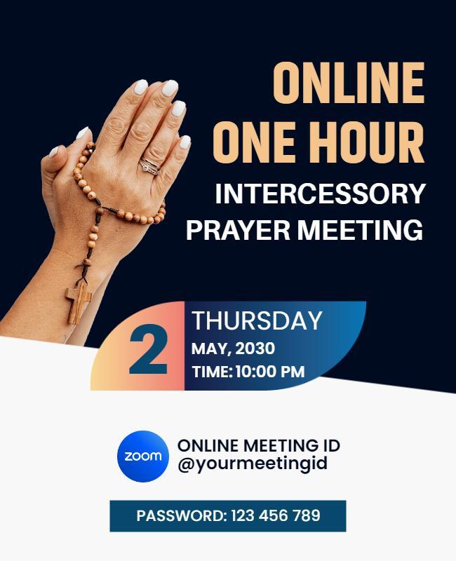 Online Intercessory Prayer Meeting Announcement Flyer Template