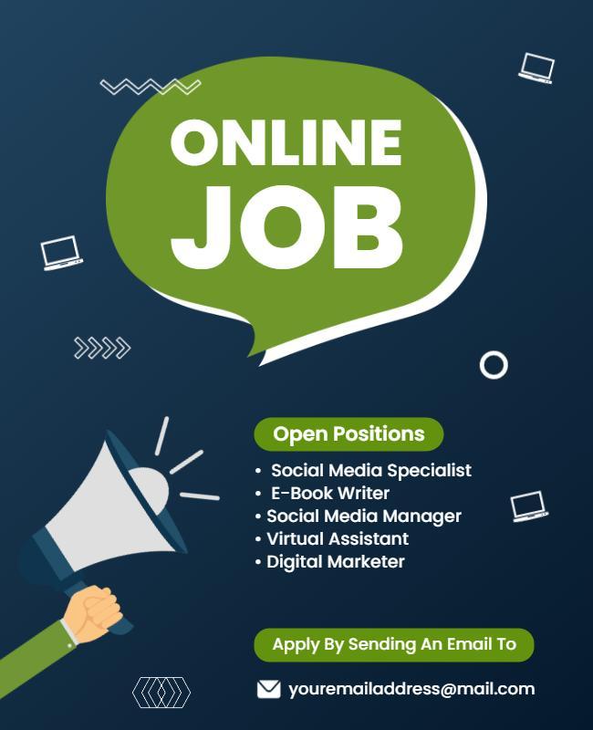 Online Job Recruitment Opportunities Flyer Template