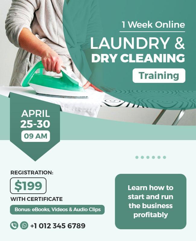 Online Laundry and Dry Cleaning Training Flyer Template