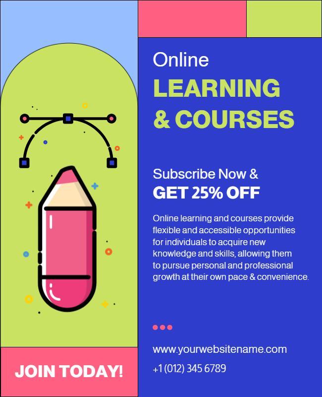 Creative Colorful Online Learning and Courses Flyer Template