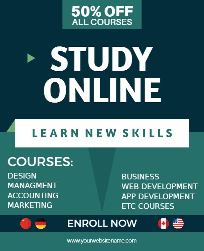 Online Learning Courses Promotion Flyer Template