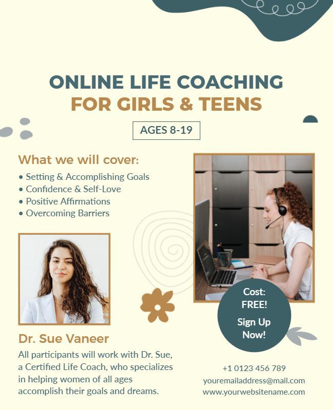 Online Life Coaching for Teens Flyer Template