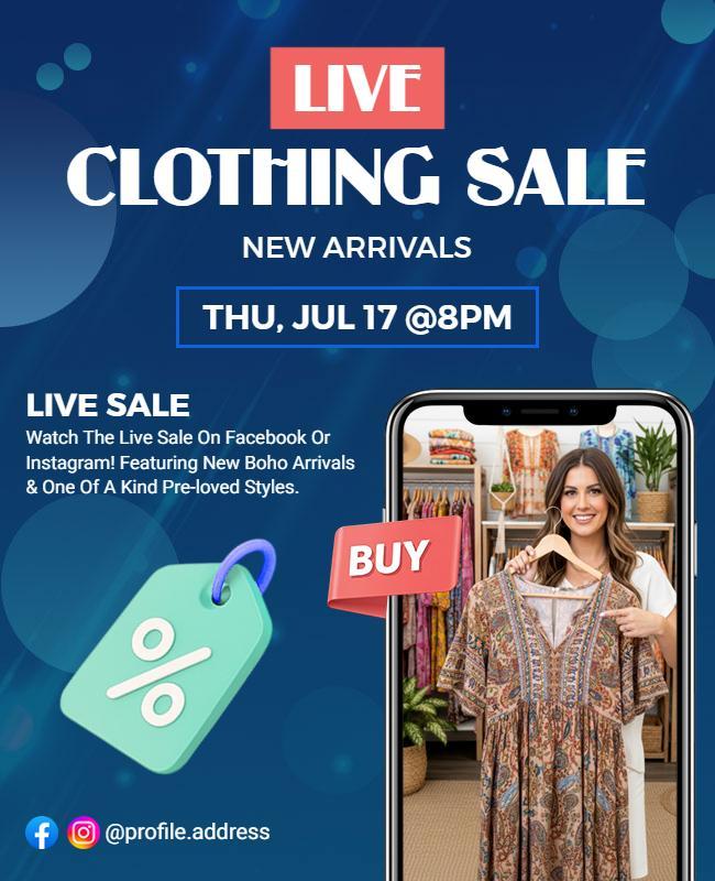Online Live Clothing Sale Event Flyer Template