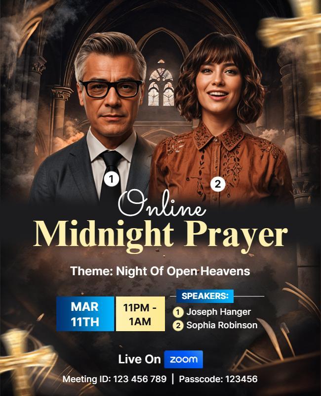 Online Midnight Prayer Event Flyer Template