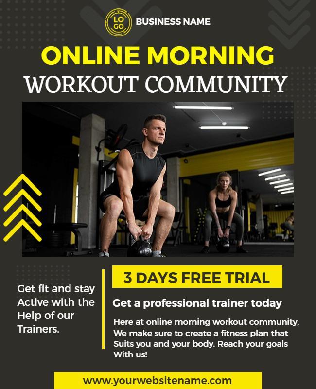 Online Morning Fitness Community Flyer Template