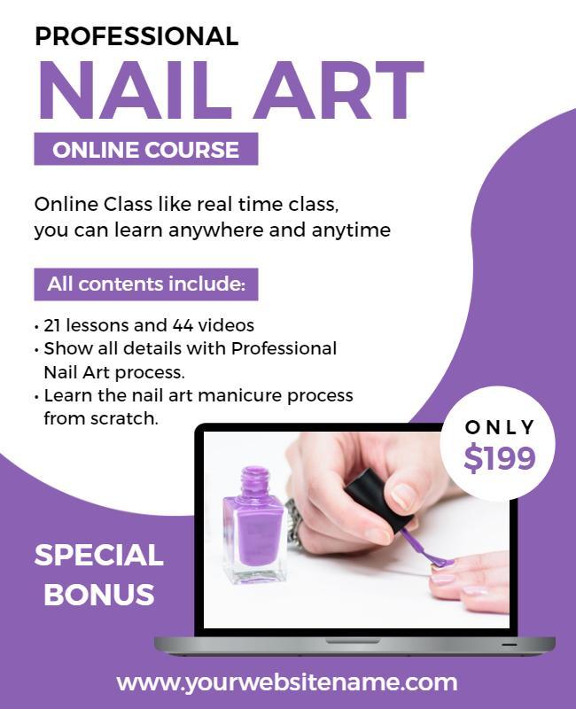 Online Nail Art Course Promotional Flyer Template