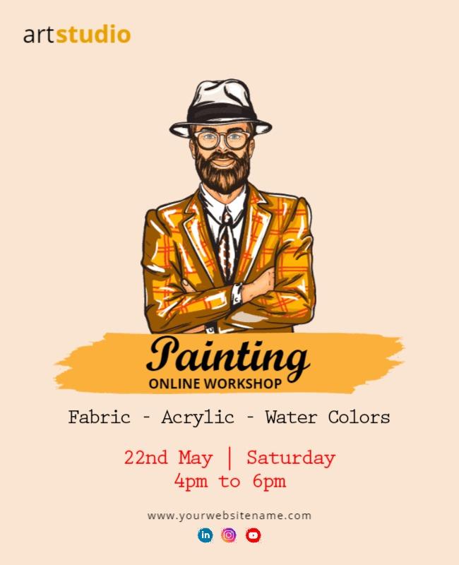 Online Painting Workshop Educational Flyer Template