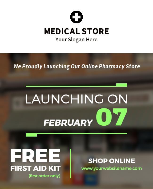 Online Pharmacy Launch Announcement Flyer Template