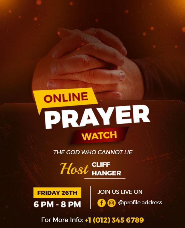 Online Prayer Watch Spiritual Event Flyer Template