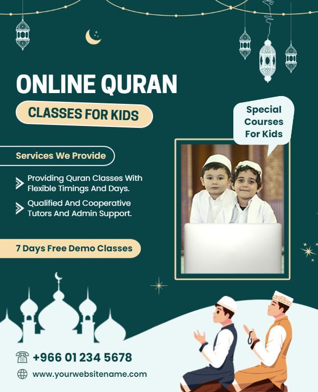 Online Quran Classes for Kids Flyer Template