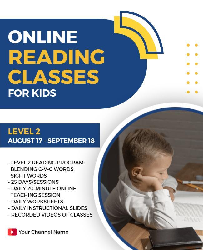 Online Reading Program for Kids Flyer Template