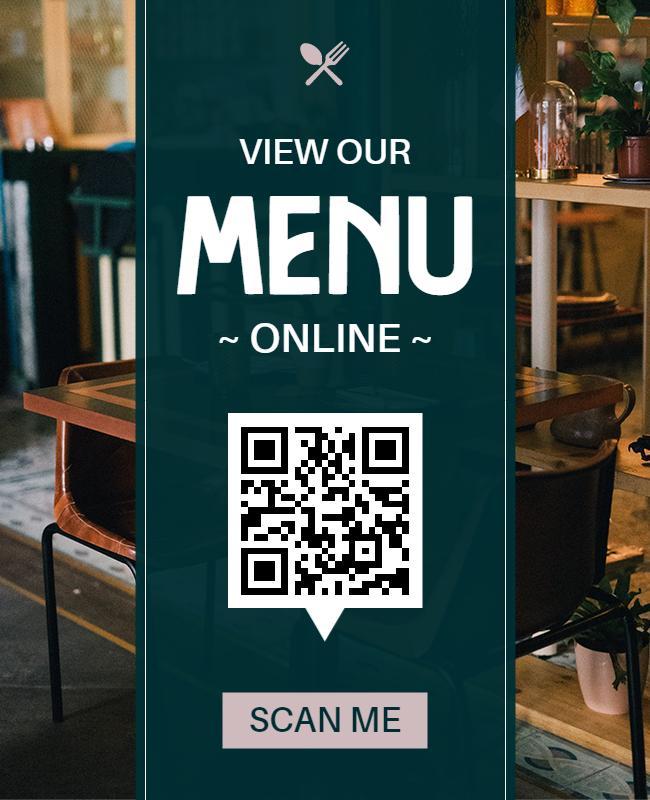 Online Restaurant Menu Qr Code Flyer Template