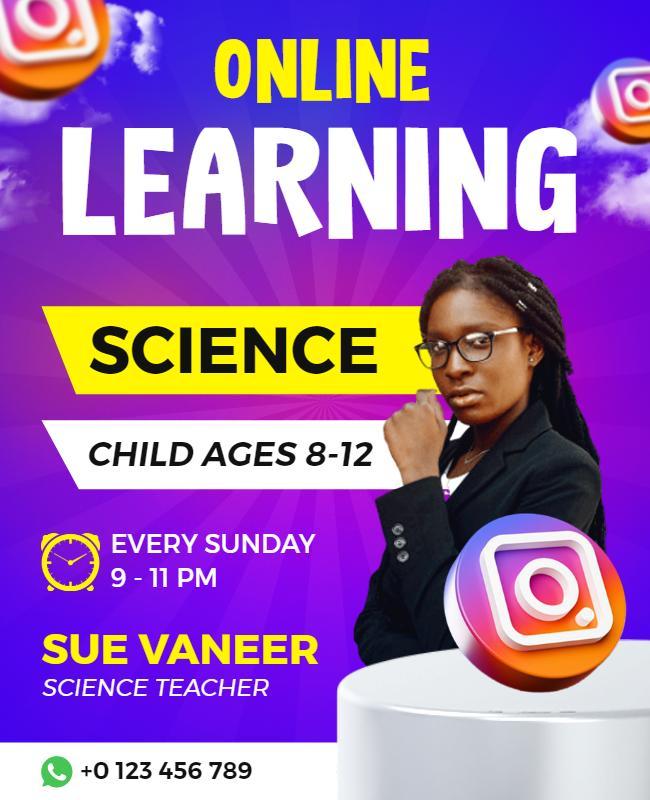 Online Science Learning Flyer for Children Ages 8 12 Template