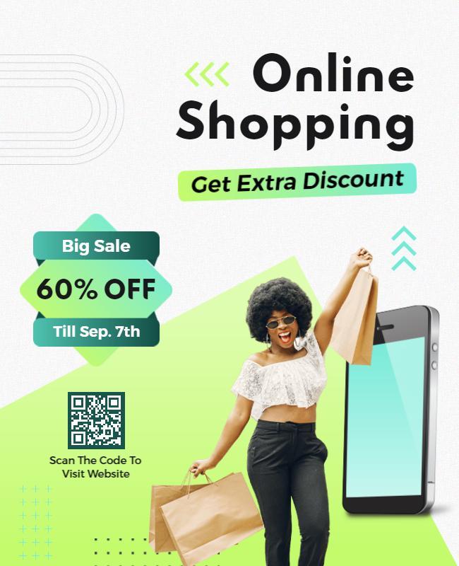 Vibrant Green Online Shopping Discount Promotion Flyer Template