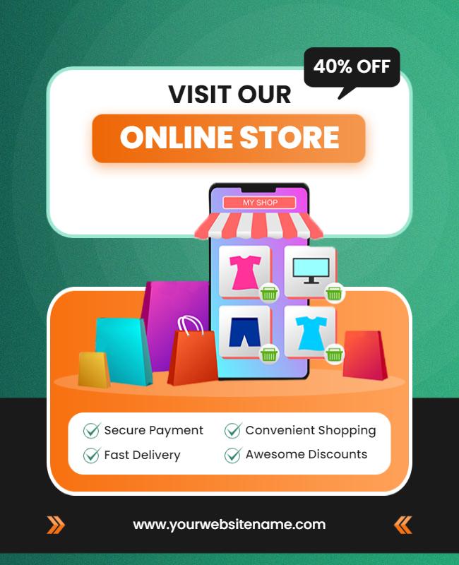 Vibrant Green Online Store Promotion Sale Flyer Template