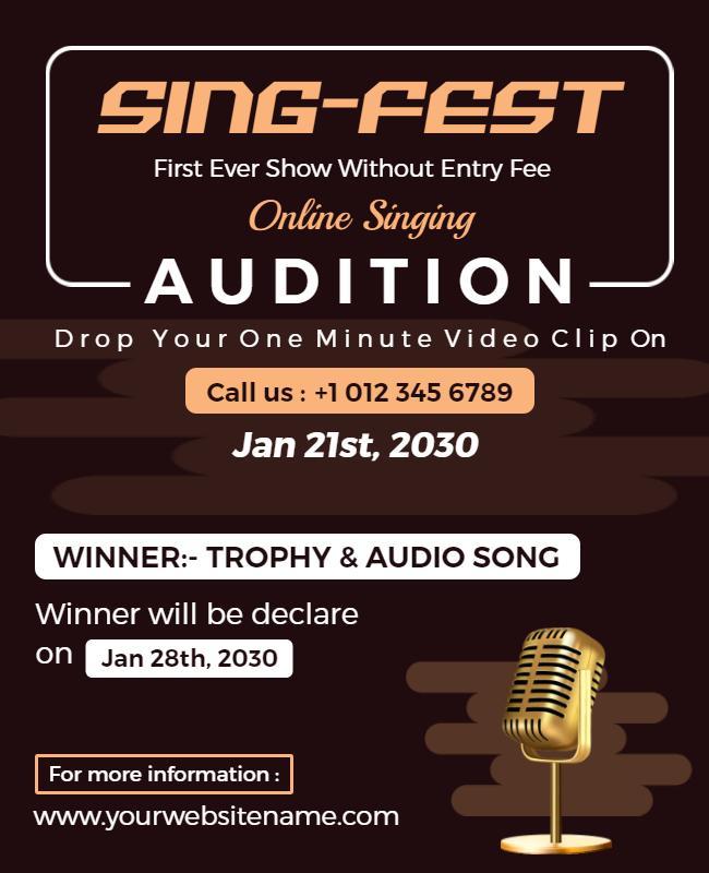 Online Singing Audition Contest Flyer Template