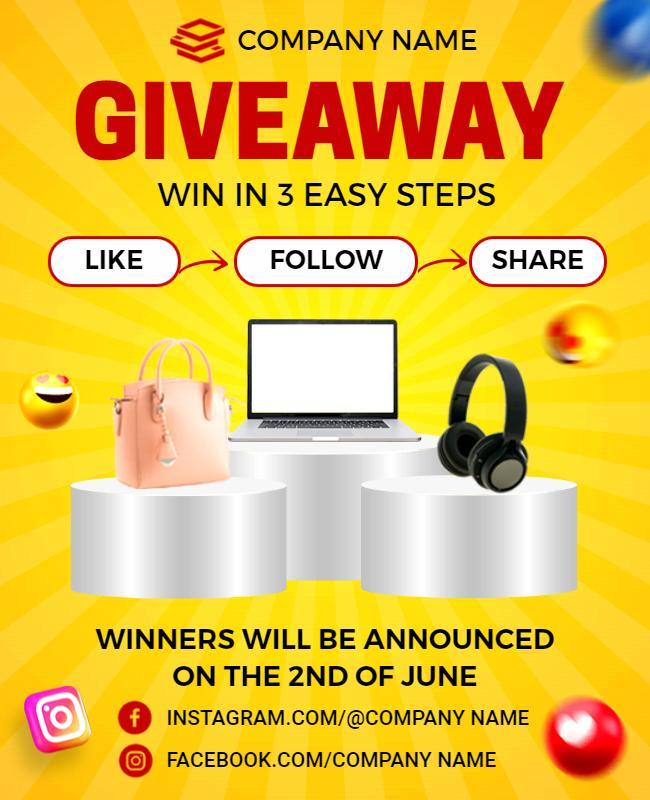 Online Social Media Giveaway Promotion Flyer Template