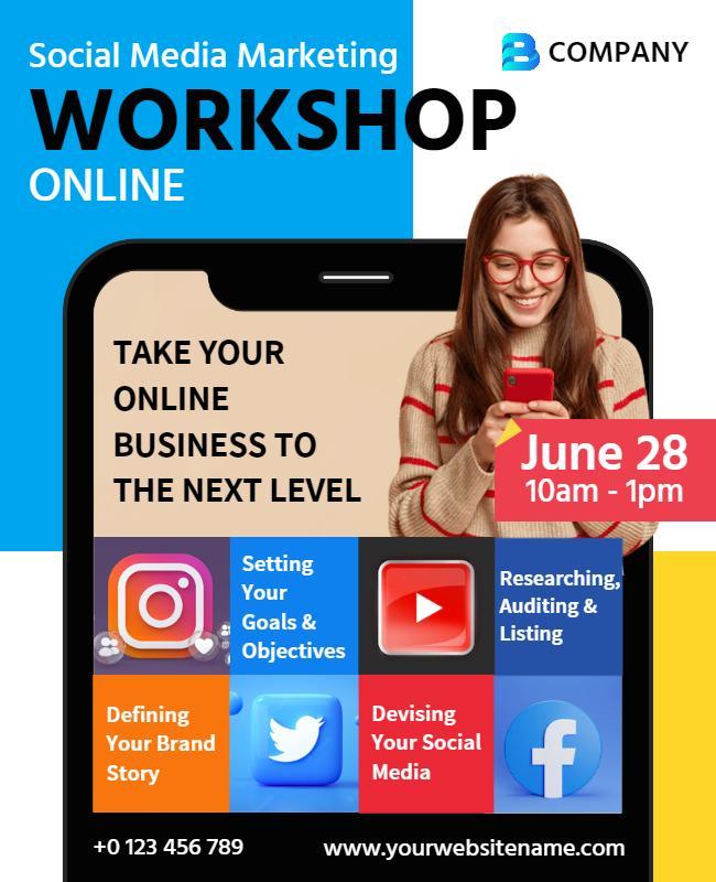 Online Social Media Marketing Workshop Flyer Template