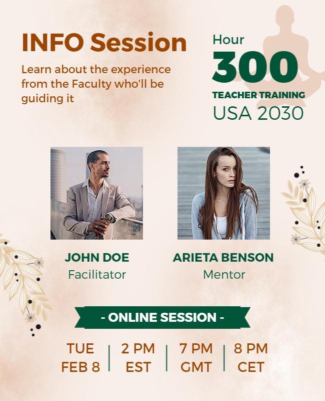 Online Teacher Training Info Session Flyer Template