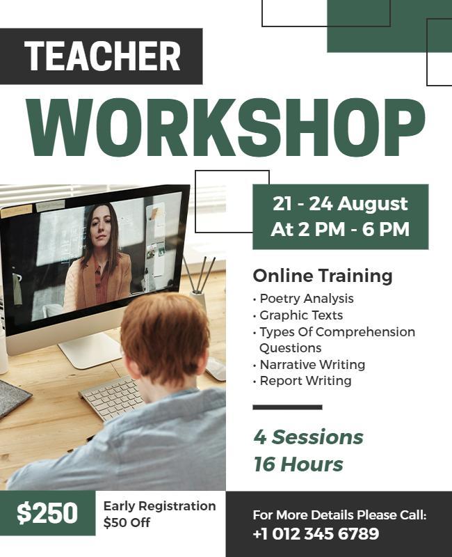 Online Teacher Workshop Training Flyer Template