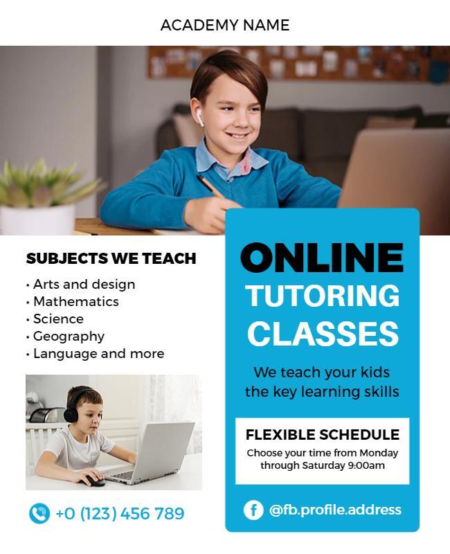 Online Tutoring Classes for Kids Flyer Template