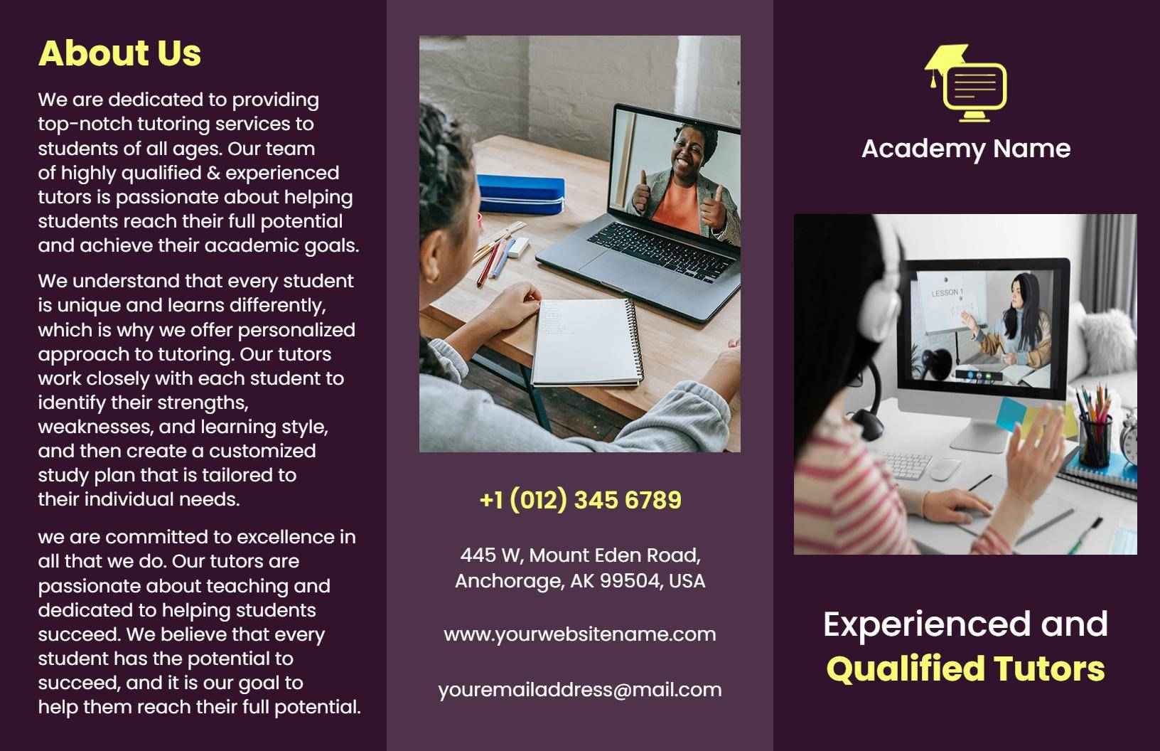 Online Tutoring Services Personalized Learning Brochure Template