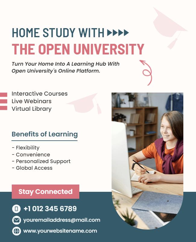 Online University Home Study Program Flyer Template