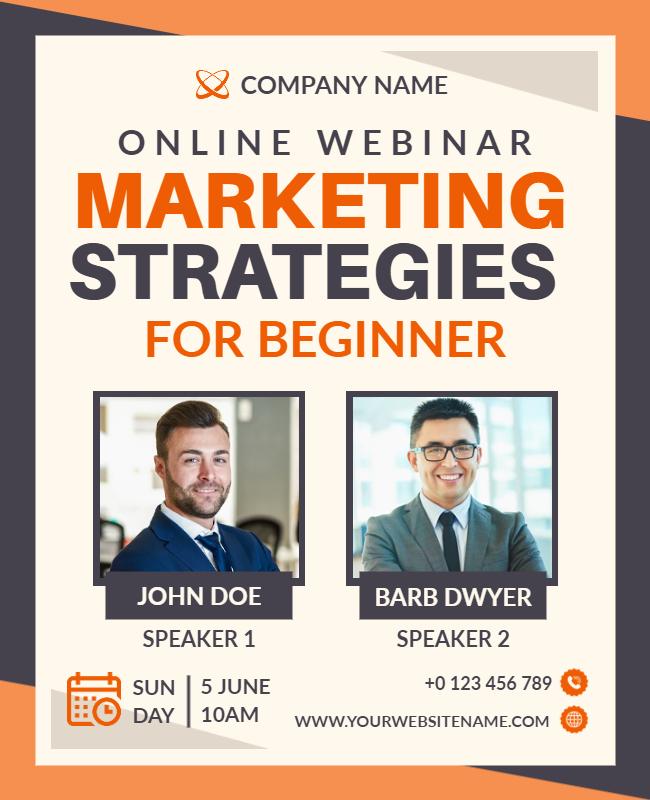 Online Webinar Marketing Strategies Flyer Template