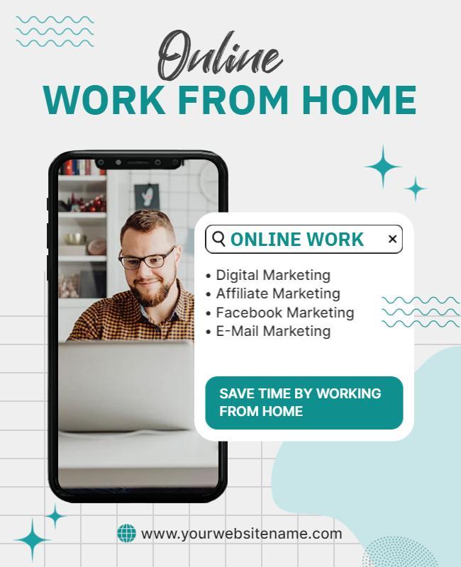 Online Work from Home Marketing Services Flyer Template