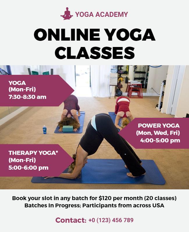 Online Yoga and Therapy Class Flyer Template