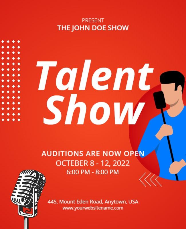 Open Auditions Talent Show Announcement Flyer Template