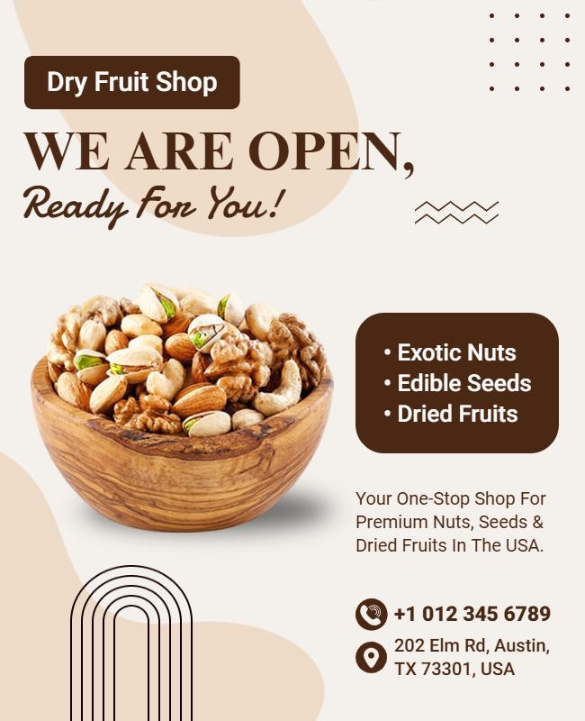 Open Dry Fruit Shop Advertisement Flyer Template