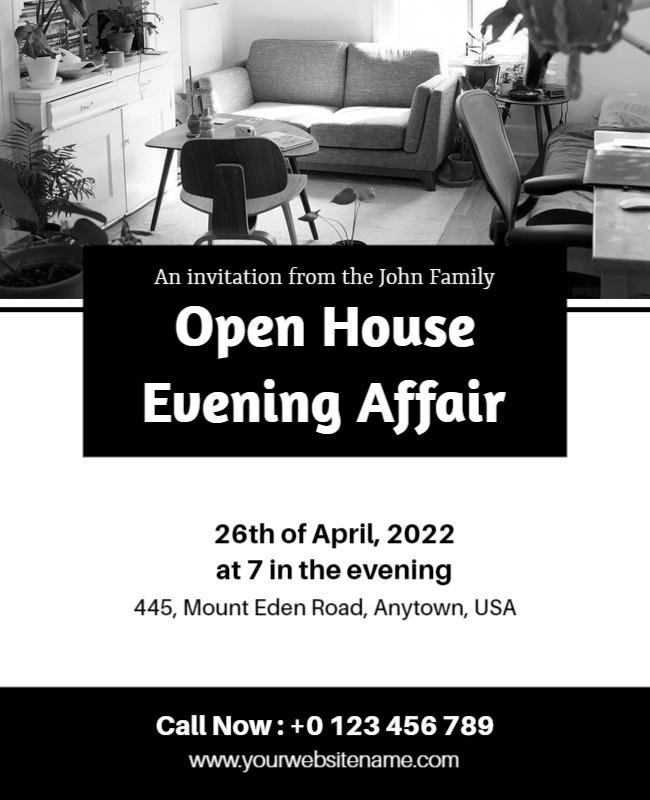 Open House Evening Invitation Flyer Template