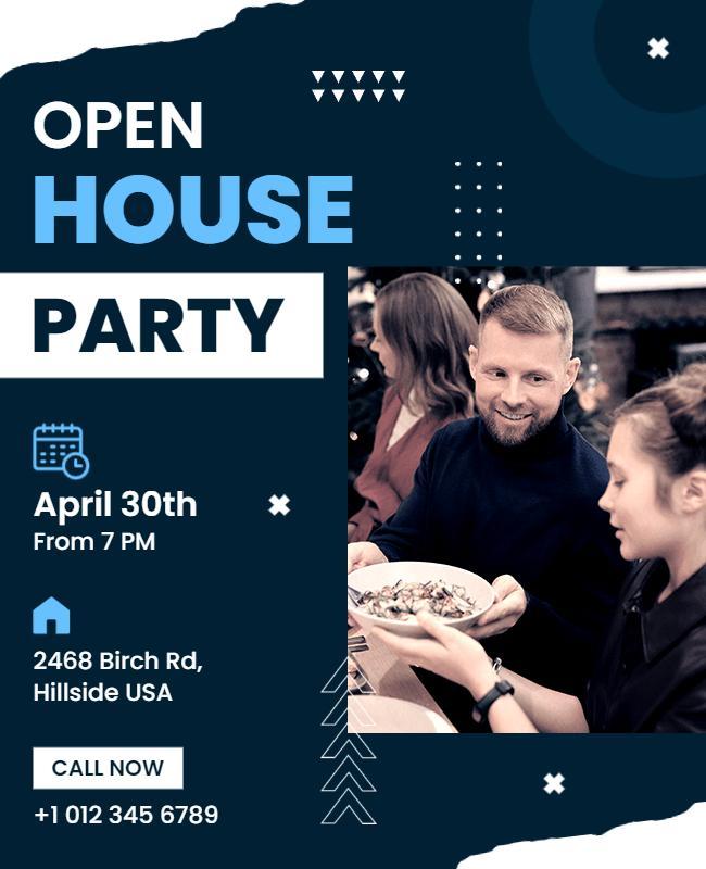 Open House Party Invitation Flyer Template